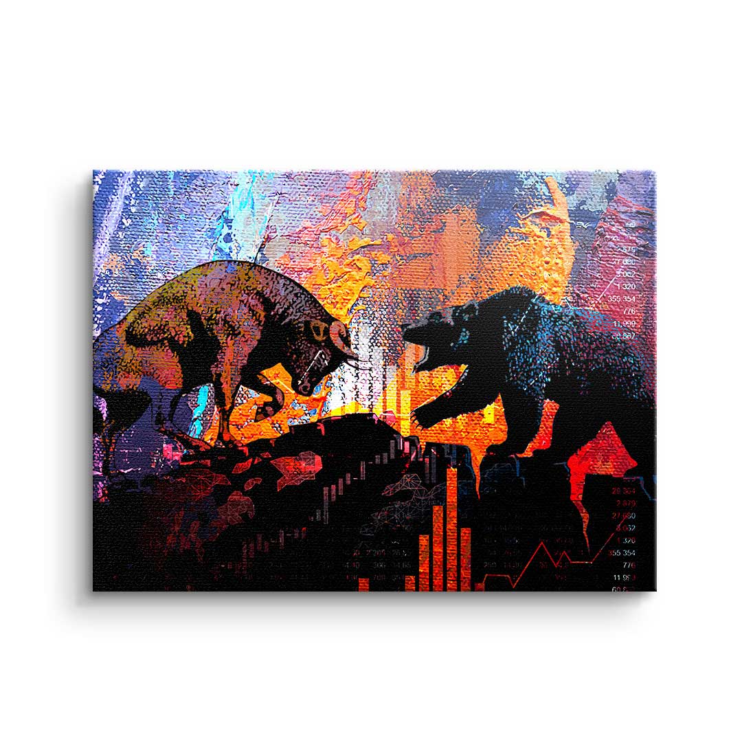 Canvas Bull Fights Bear