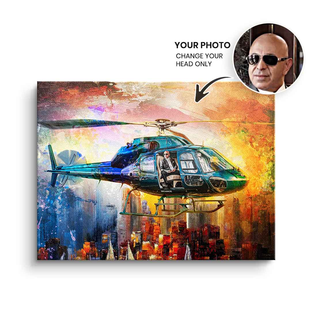 Canvas Helicopter Flight - personalisierbar