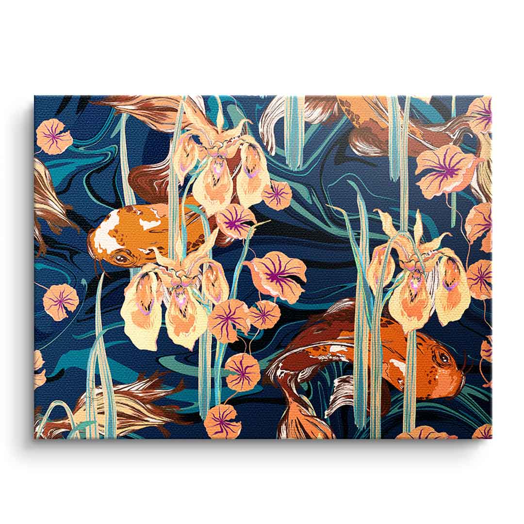 Canvas Koi Flower Spin
