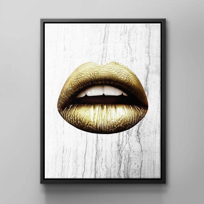 Canvas Lippen x White & Gold