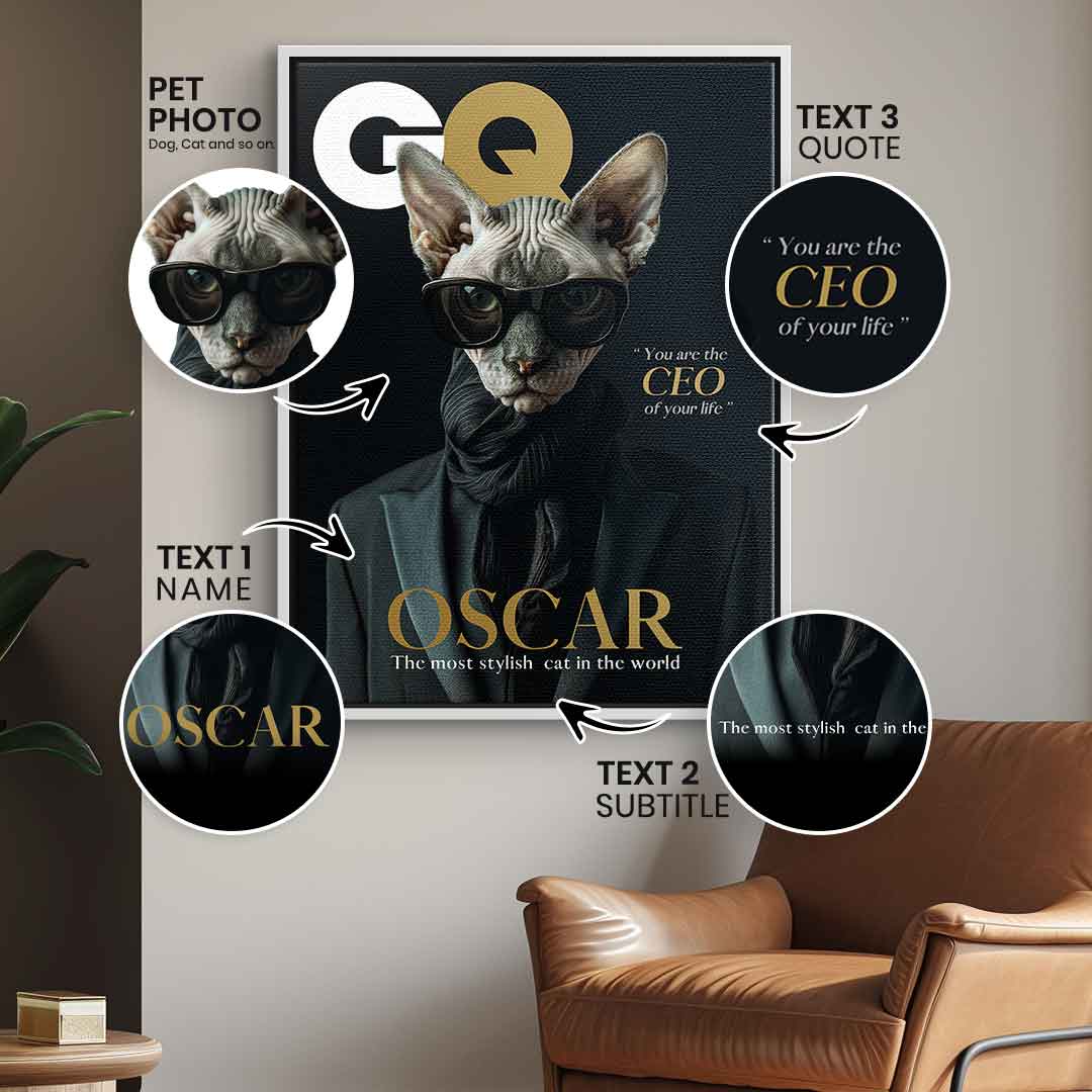 Canvas Magazin GQ Haustier Portrait Personalisierbar