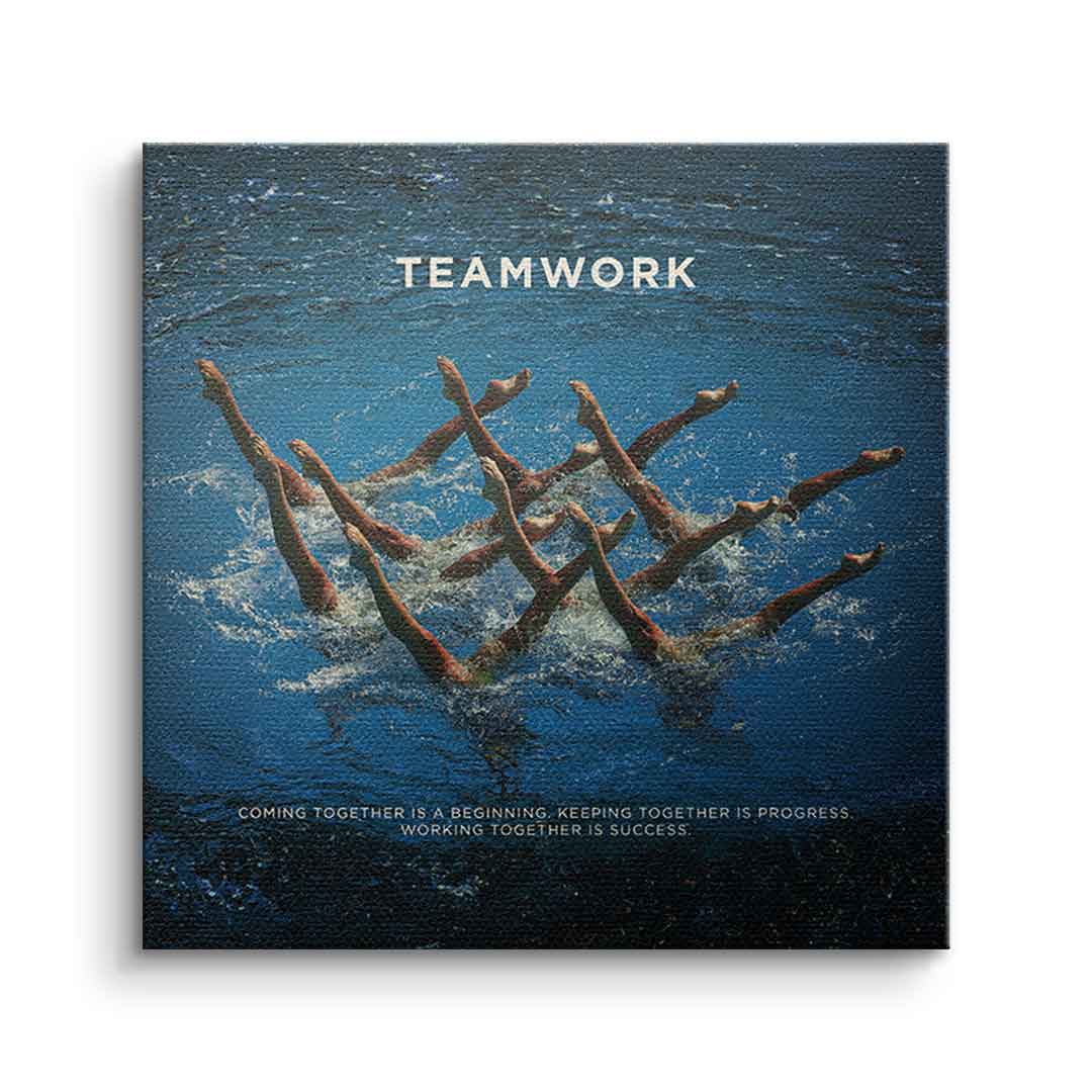 Canvas Teamwork #Schwimmen - Quadrat Edition